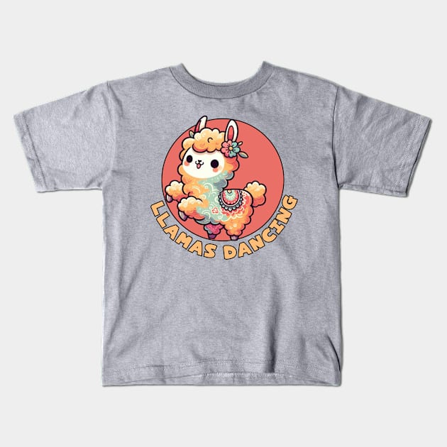 Dancing Llama Kids T-Shirt by Japanese Fever